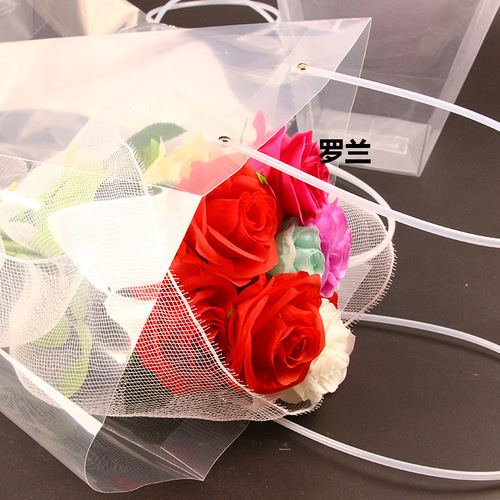 Roland Flower Packaging Box PP Transparent Flower Tote Bag Florist Flower Bouquet Gift Packaging Bag Wholesale