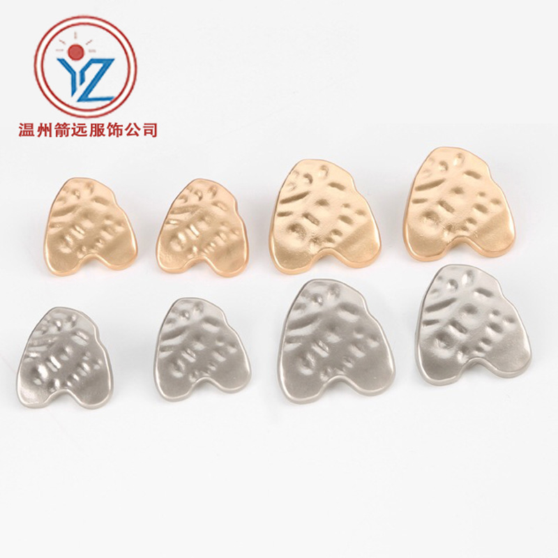 纽扣扣子专卖 锌合金 银色 平面异形桃心钮扣西装扣外套扣裤子扣