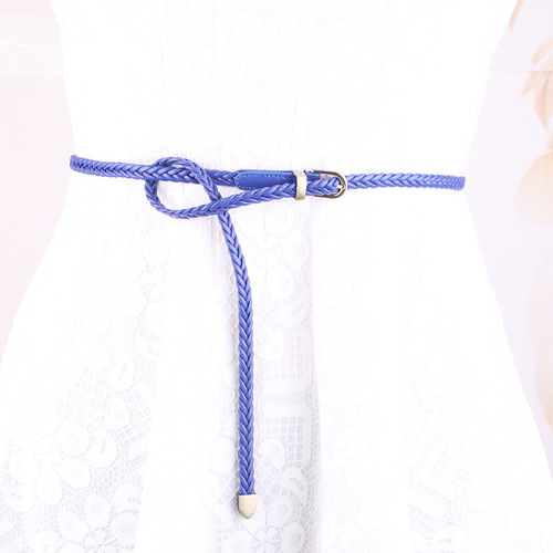 New hand-woven belt for women, versatile thin belt with pin buckle, women's rope decoration, factory direct sale 616