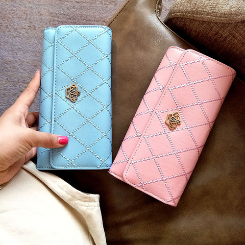  New Bags Women's Clutch Korean Style Buckle Diamond Wallet Crown Wallet Embroidered Long Bag Women