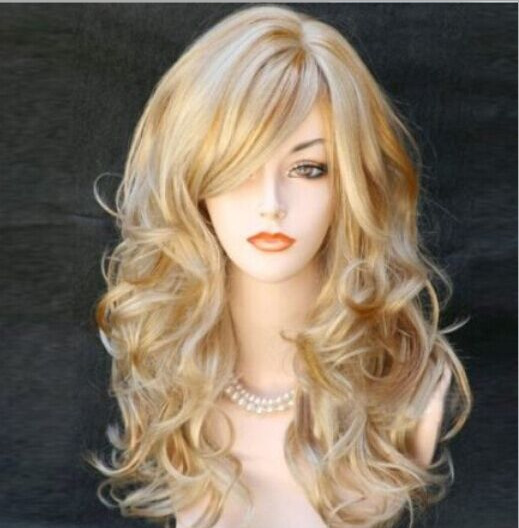 Special white gradient European and American fashion women's long golden curly hair cosplay wig manufacturers a generation of hair Special white gradient European and American fashion women's long golden curly hair cosplay wig manufacturers a generation of hair