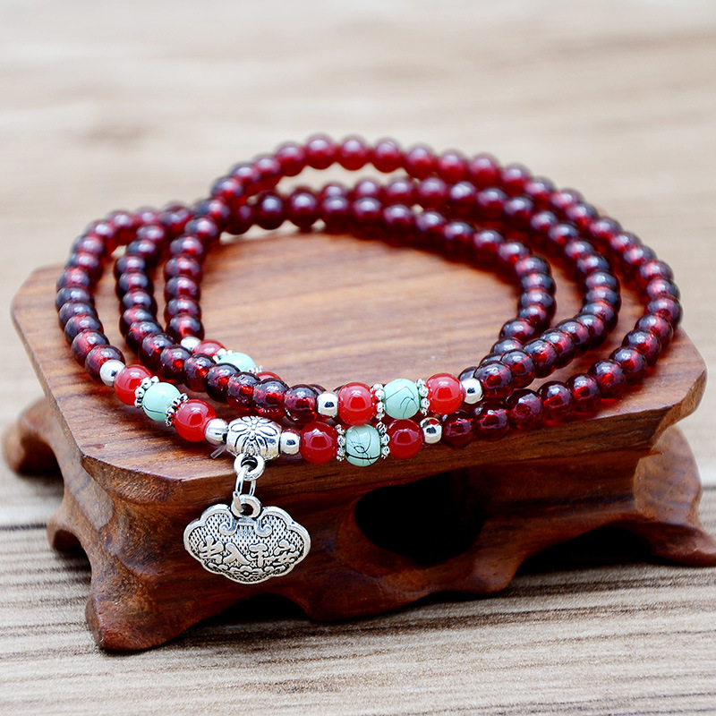 Jewelry imitation Garnet three ring bracelet ethnic style ladies jewelry bracelet stall supply small gifts hand jewelry Jewelry imitation Garnet three ring bracelet ethnic style ladies jewelry bracelet stall supply small gifts hand jewelry