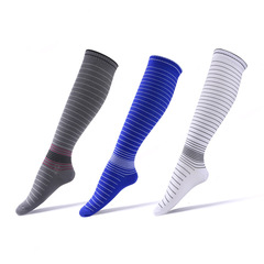 Men's elastic compression knee-high striped sport long compression ankle socks CoolMax quick-drying socks