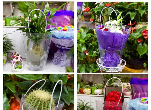 Roland Flower Packaging Box PP Transparent Flower Tote Bag Florist Flower Bouquet Gift Packaging Bag Wholesale