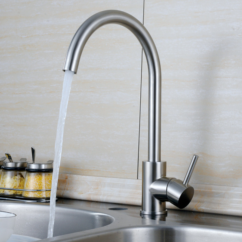 Full 304 stainless steel hot and cold faucet sink dish Basin kitchen console full stainless steel faucet set