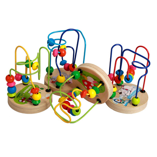Small bead kindergarten children's enlightenment puzzle early education animal cartoon bead wooden toy manufacturer wholesale