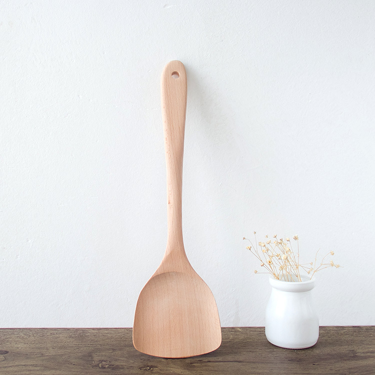 Factory Direct Sale, Paintless Wooden Spatula, Beech Wood Non-stick Pan Special Wooden Spatula Cooking Spoon, Household Kitchen Utensils Logo