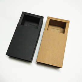 现货黑色牛皮纸抽屉盒 茶叶花茶包装盒 马卡龙蛋黄酥烘焙纸盒印刷