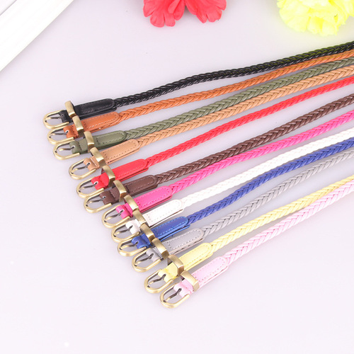 New hand-woven belt for women, versatile thin belt with pin buckle, women's rope decoration, factory direct sale 616