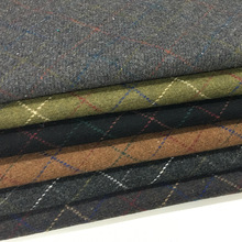 现货 日韩粗纺梭织小方格格子毛呢 秋冬大衣毛呢面料 毛纺布料