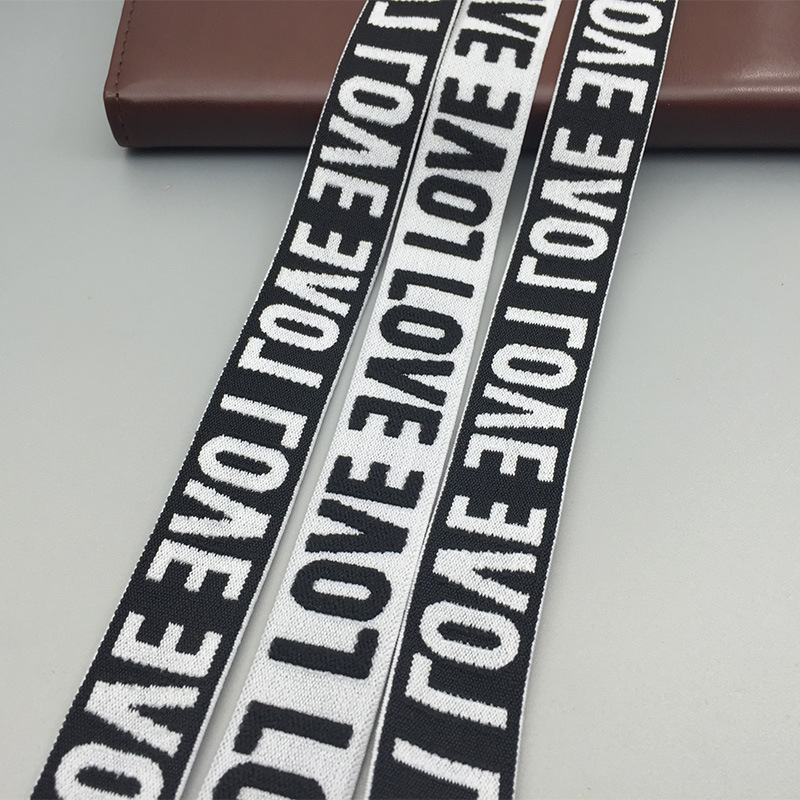 2.5cm双面绒字母提花松紧带LOVE 提字弹力带 4.0cm字母肩带