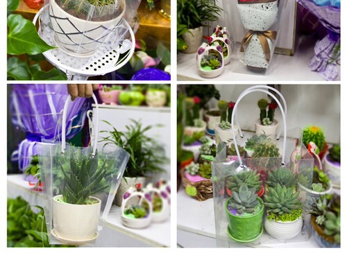 Roland Flower Packaging Box PP Transparent Flower Tote Bag Florist Flower Bouquet Gift Packaging Bag Wholesale