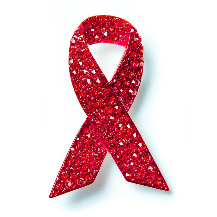World AIDS Day propaganda logo breast cancer warning logo Crystal Red Ribbon brooch pin jewelry