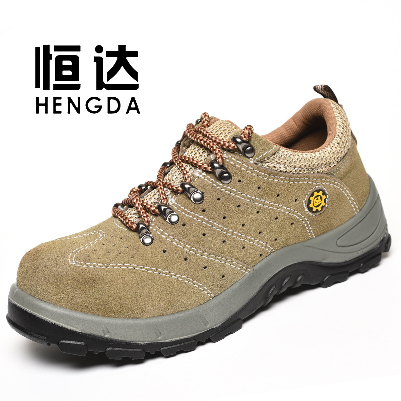 Labor Protection Shoes, Anti-Smash and Anti-Puncture, Cowhide Breathable Safety Shoes, Wear-Resistant, Non-Slip Work Shoes, Oil-Resistant, Acid-Alkali-Resistant Protective Shoes