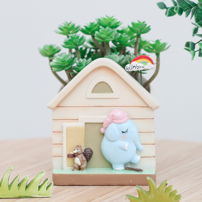 Chậu Cây Resin Chậu cây mọng nước hoạt hình resin, chậu mini trang trí nhà, ban công, sân vườn và tiểu cảnh (RG-273)