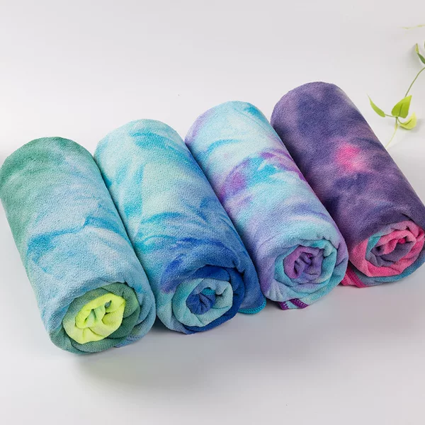 New tie-dyed yoga towel non-slip double-sided velvet yoga towel cloth silicone yoga blanket fitness supplies wholesale