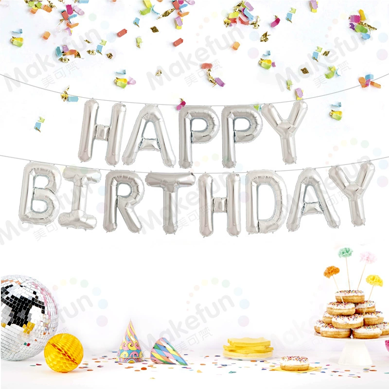 English Happy Birthday Birthday Happy Balloon Aluminum Film Balloon Set Decoration Tibetan Pole Windsie