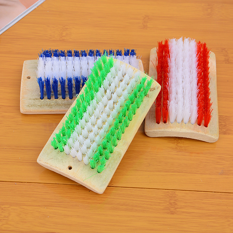 Wholesale two yuan store high quality square bamboo brush bamboo clothes brush color stripes home cleaning laundry shoe washing brush