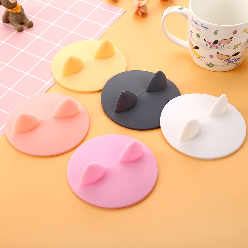 A2473 Silicone Cup Lid Cute Cat Ear Cup Lid Mug Lid Round Lid