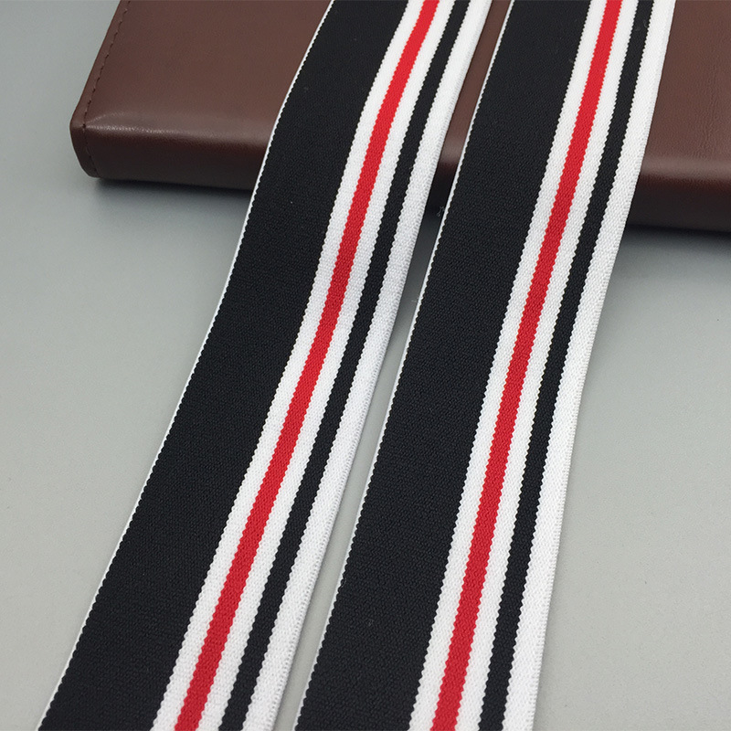 4cm红白黑细条纹弹力松紧带 运动服裤腰带 绒面弹力带 服装辅料