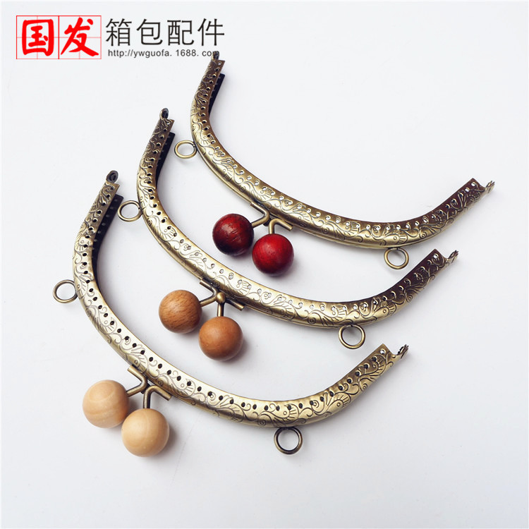 16,5CM arco dragón-fénix flor de madera plana oro 20mm madera maciza color madera perlas de dulces japonesas