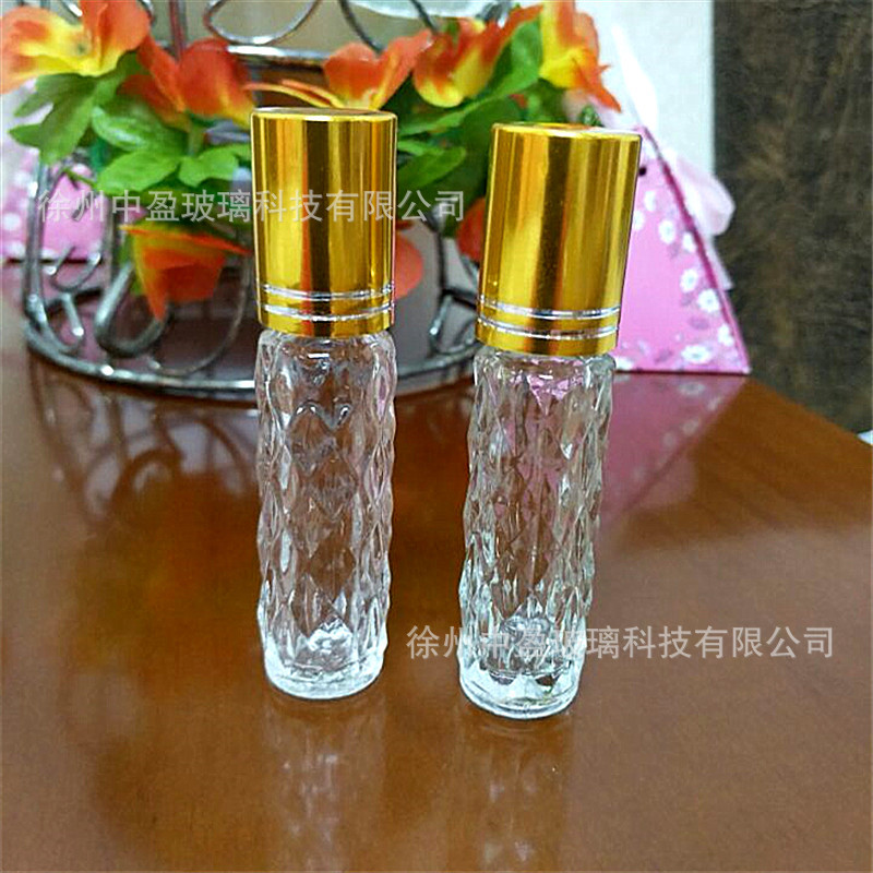 玻璃菱形滚珠瓶活络油香水空瓶分装瓶玻璃沉香瓶配套滚珠电镀盖子