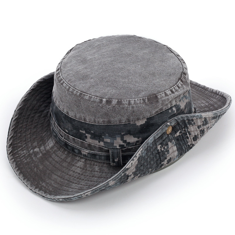 Primavera y verano de los hombres de ala grande sombrero de pescador color sólido casual algodón sombrero de viaje sombrero de Montañismo al aire libre sombrero para el sol de los hombres