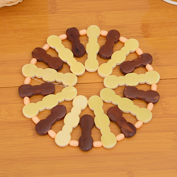 Two -yuan store 16cm round bamboo cutout coaster pad hot -selling…