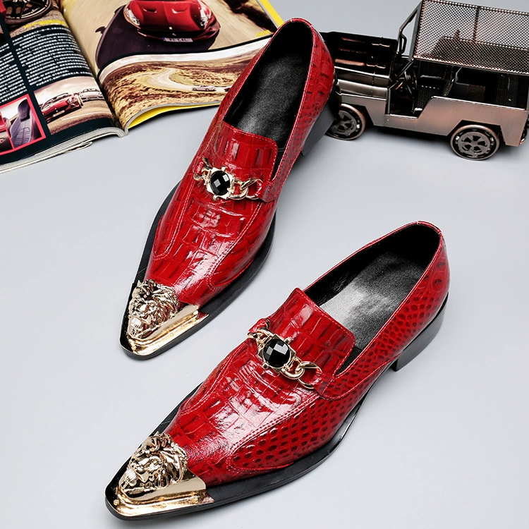 Персонализированные мужские кожаные туфли с железным носком без шнуровки, деловая повседневная мужская обувь из натуральной кожи, модная обувь с красным железным носком, брендовая мужская обувь Mori