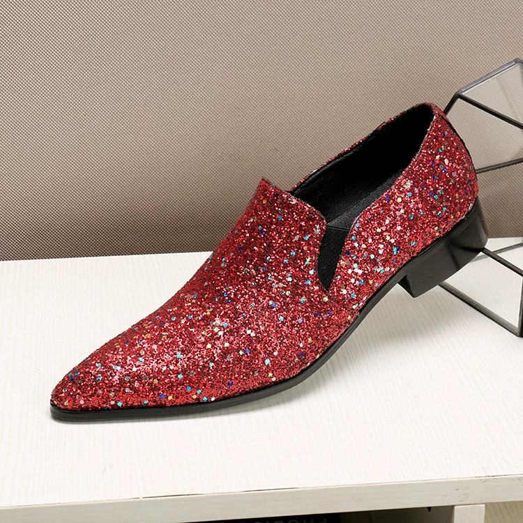 Красные мужские кожаные туфли без шнуровки с острым носком для внешней торговли, новые британские кожаные туфли, мужские туфли без шнуровки с острым носком, мужские туфли с низким верхом