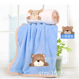 童毯抱毯  Baby Blankets 珊瑚绒毯 卡通绣花包边  102*76cm