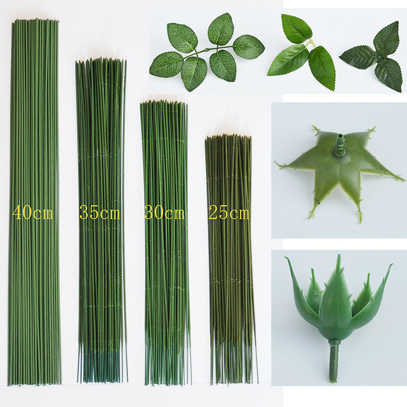 Valentine's Day No. 2 Plastic Flower Wrapping Pole Handmade Material Green Flower Pole Rose Green Wire Pole Leaf Flower Branch Flower Holder Base Valentine's Day No. 2 Plastic Flower Wrapping Pole Handmade Material Green Flower Pole Rose Green Wire Pole Leaf Flower Branch Flower Holder Base