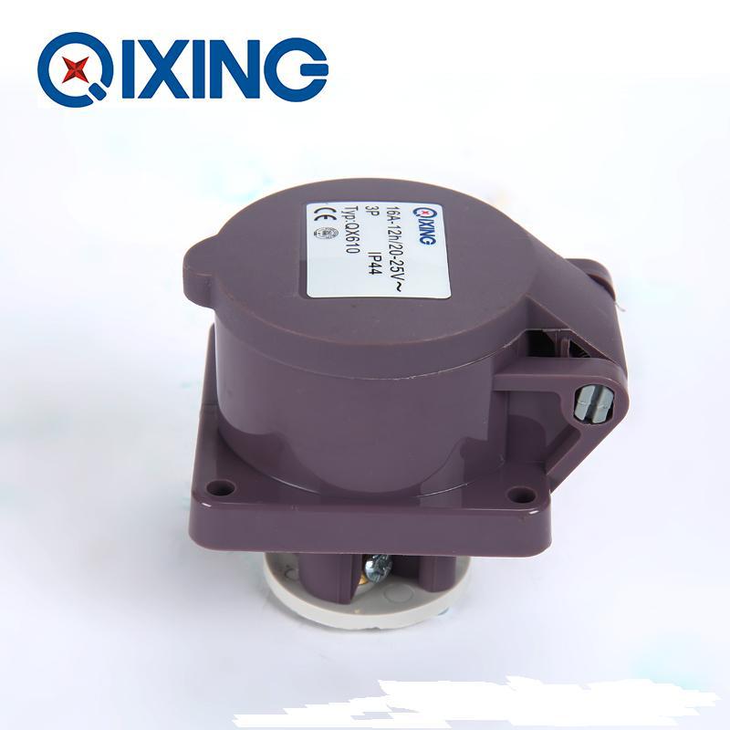 启星低压工业插座QX610  16A 3P  20~25V紫色低压插座