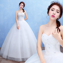 厂家一件代发2024新款新娘婚纱礼服 韩式大码抹胸蕾丝婚纱批发T44