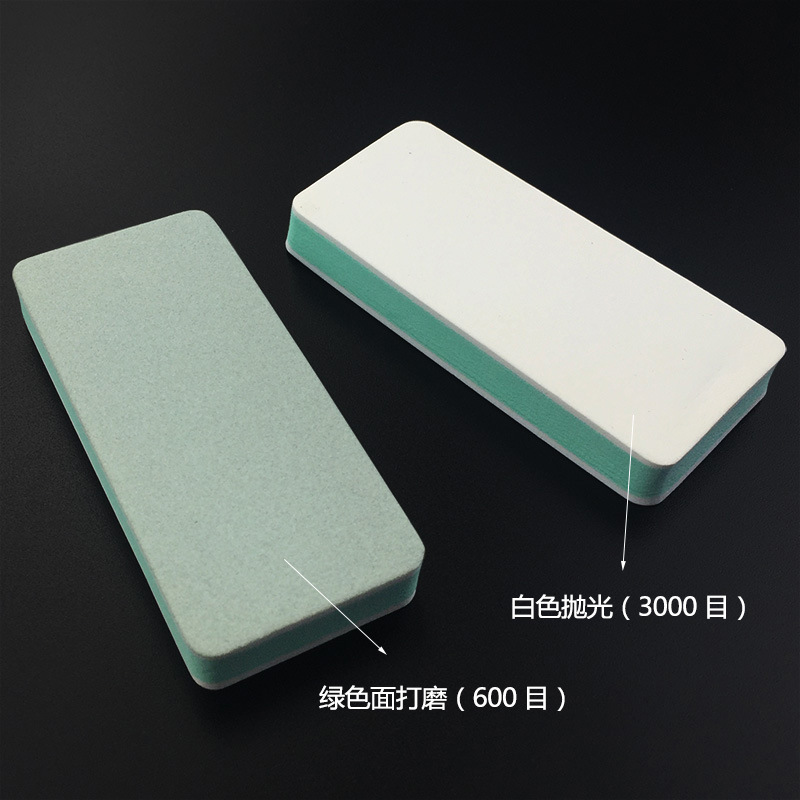 Ventas directas de fábrica verde y blanco de doble cara bloque de pulido Wenwan esmalte de uñas placa frotar bloque de plata multi-funcional pulido y pulido