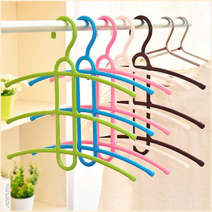 Factory direct supply candy color three-layer hanger Fishbone multifunctional storage hanger non-slip drying rack plastic hanger