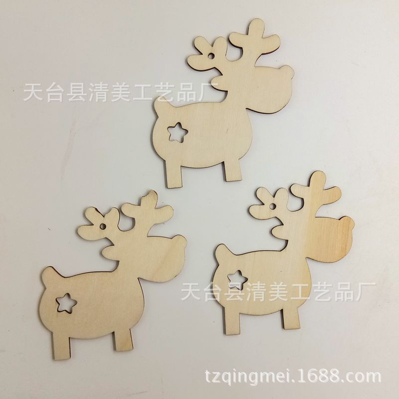 Estrella ELK astilla de madera Estrella Mágica Decoración navideña astilla de madera estrella de cinco puntas alce con cuerda de cáñamo 10 piezas por paquete