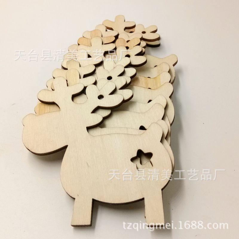 Estrella ELK astilla de madera Estrella Mágica Decoración navideña astilla de madera estrella de cinco puntas alce con cuerda de cáñamo 10 piezas por paquete