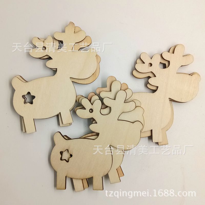 Estrella ELK astilla de madera Estrella Mágica Decoración navideña astilla de madera estrella de cinco puntas alce con cuerda de cáñamo 10 piezas por paquete