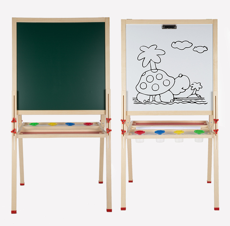 Uno de dos pasos tablero de dibujo para niños de madera maciza tablero de escritura magnético pizarra tablero de dibujo educación temprana tablero de graffiti ajustable al por mayor