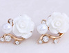 Accessory, asymmetrical fashionable cute earrings from pearl, Korean style, flowered