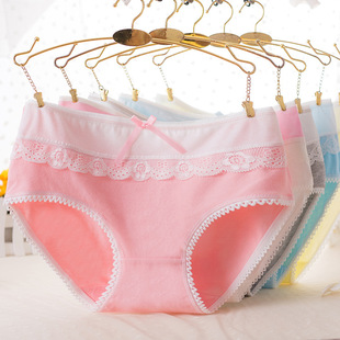 Lace Bow Underwear Cotton Women's Underwear Cotton Hip Breathable Women's Cotton Briefs b809