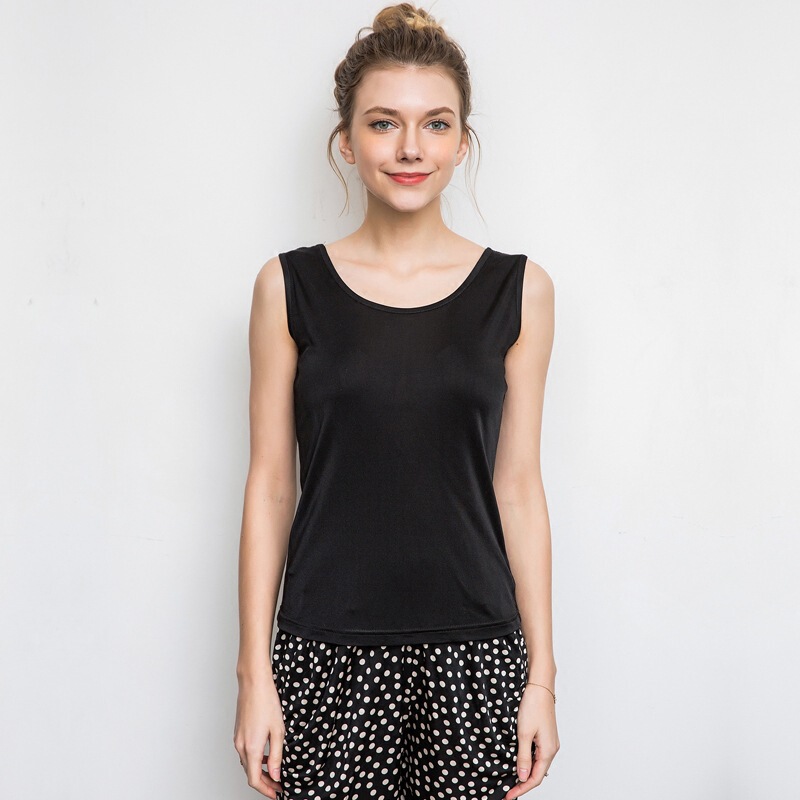 New Simple Solid Color Top New Large Size Women's Knitted Silk Camisole Women's Summer Base Loose Vest New Simple Solid Color Top New Large Size Women's Knitted Silk Camisole Women's Summer Base Loose Vest