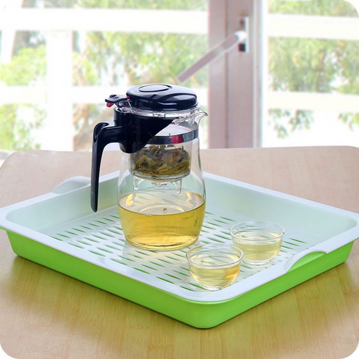 Cup Tray Rectangular Plastic Water-proof Tea Tray Creative Household Living Room Fruit Tray Double-layer Wash Cup Draining Tray