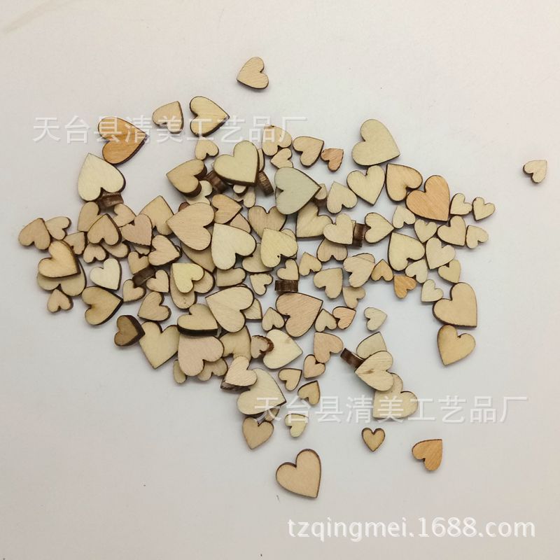 6-12/8-12mm tamaño en forma de corazón botón de tronco corazón de melocotón mezclado pieza decorativa de madera retro