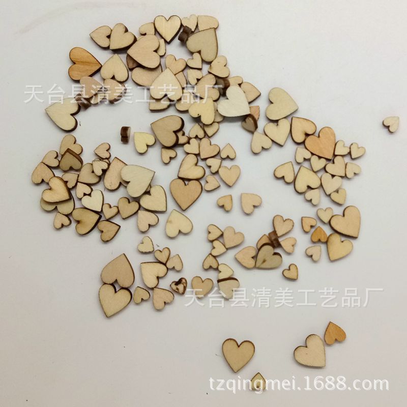 6-12/8-12mm tamaño en forma de corazón botón de tronco corazón de melocotón mezclado pieza decorativa de madera retro