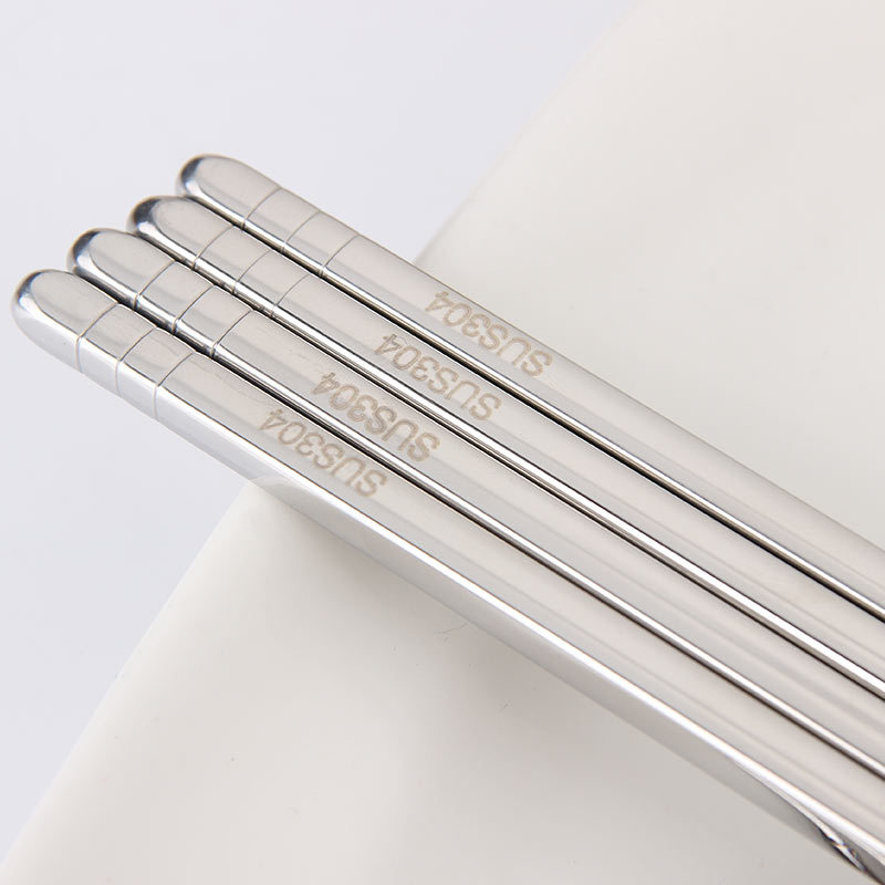 304 palillos de acero inoxidable hogar antideslizante hueco palillos cuadrados medio cuadrado de metal estudiante palillos adultos pueden ser logotipo personalizado