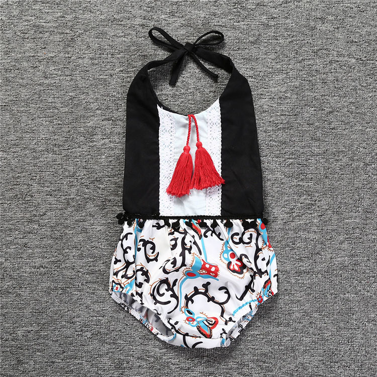 Summer Lantern Pants Romper Baby Infant Romper with Suspenders and Lace Amazon Ins Style
