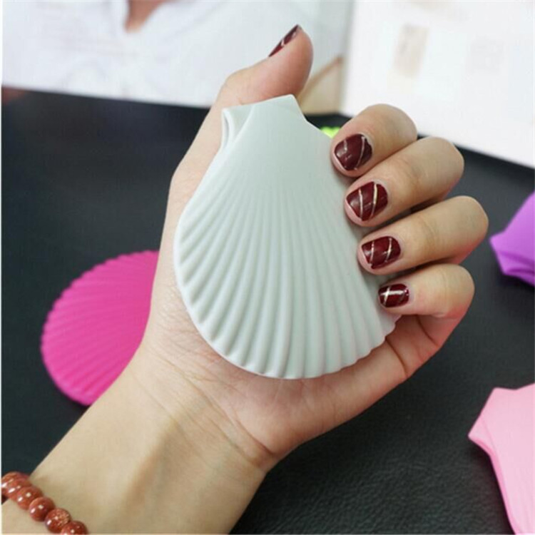 Mini Espejo de Maquillaje Plegable Concha de Silicona Plegable, Portátil para Maquillaje