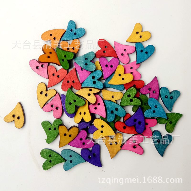 Colorido botón de corazón de melocotón curvo DIY botón de corazón de melocotón de estilo retro 100 piezas/bolso